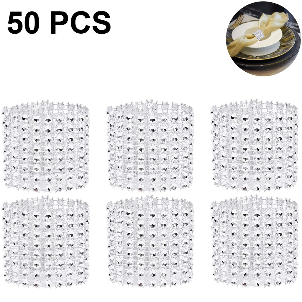 50 Stück Strass Serviettenringe Serviette Halter Schärpe Band Serviettenkette Serviettenhalter Klettverschluss mit Klettverschluss Tischdekoratio...