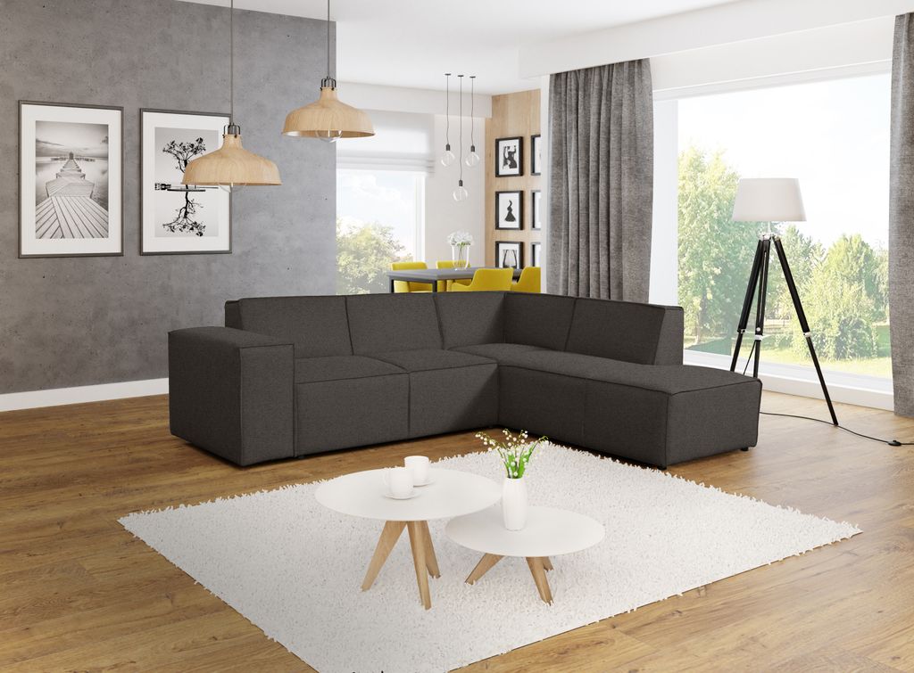 sesto senso Elegante Moderne Couch mit Armlehne, schwarzen Füßen - Ecksofa für Wohnzimmer, Wohnzimmercouch - Große Auswahl an Farben - Rechts -...