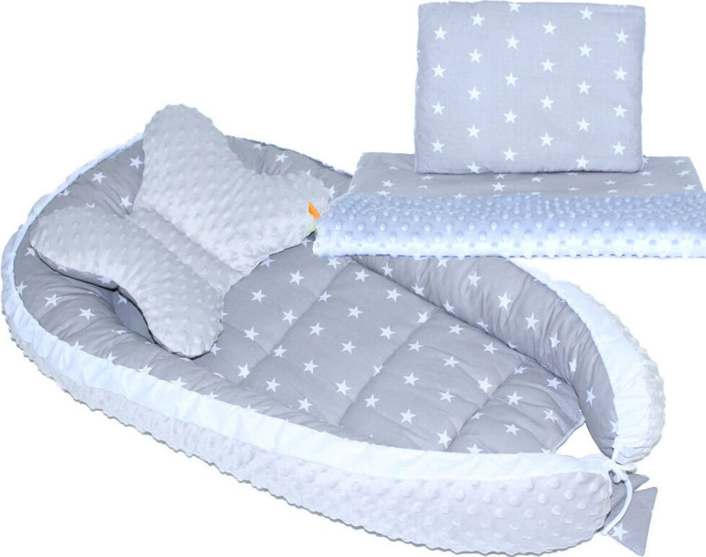 Baby MINKY Nestchen Kokon Kuschelnest Reisebett 2-seitig Kissen Decke Schmetterlingkissen - 4T- 4