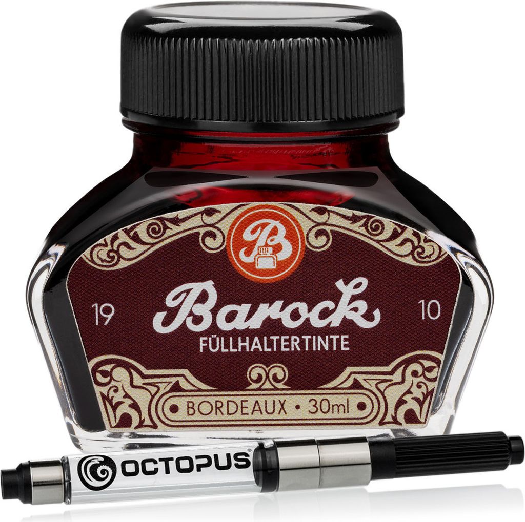 Barock 1910 Bordeaux, Schreibtinte für Füllhalter mit Konverter, 30 ml