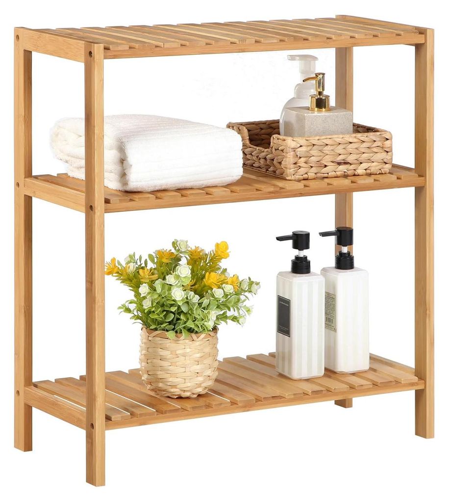 Bambusregal - Bücherregal mit 3 Ebenen - Freistehend - Montage erforderlich - 59×26×66 cm - Natur