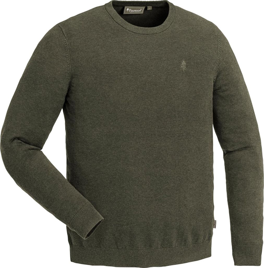 Pinewood Värnamo Crewneck Knitted Sweater Herren (Green Melange) Größe M