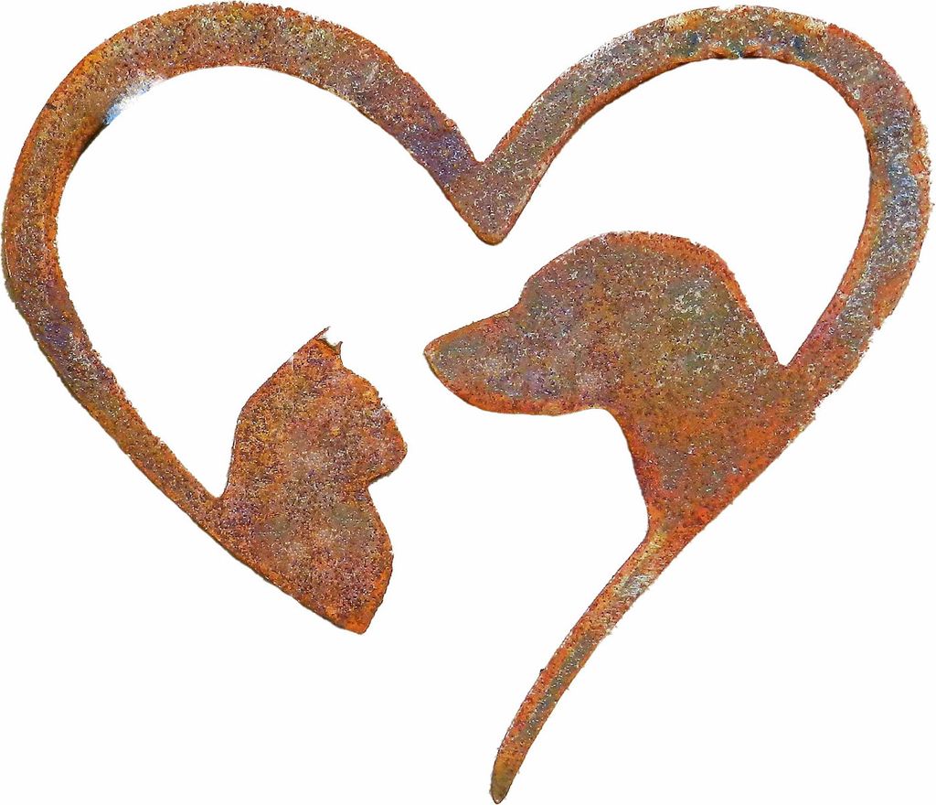 Edelrost Gartenstecker Herz Rost, Hund, Katze, Herzdeko, Gartendekoration