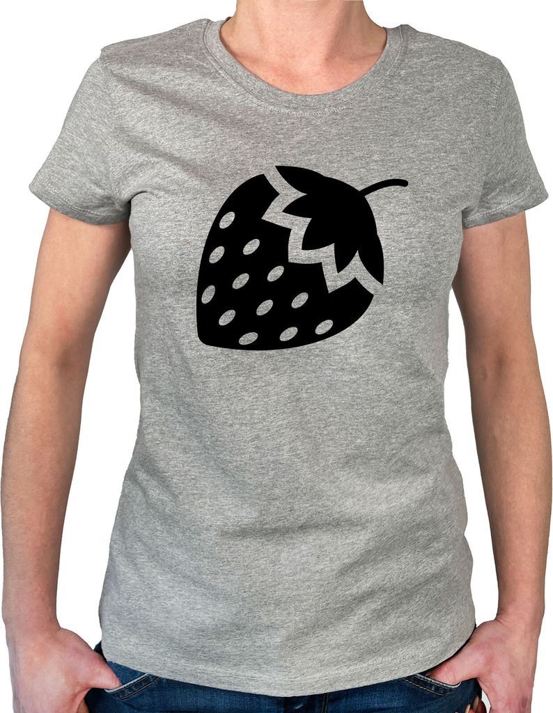 Huuraa Oberteil Erdbeere Strawberry Geschenk Größe XS Sport Grey Bio Baumwolle Fairtrade Erdbeere Aufmerksamkeit