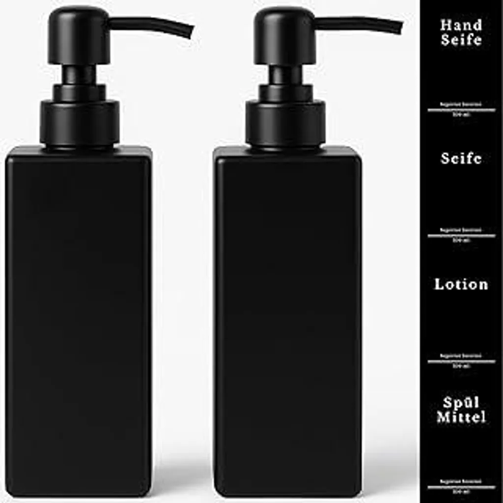 Set Dispenser Luxury Vetro Nero Opaco - Acciaio Inox 304 - 350ml