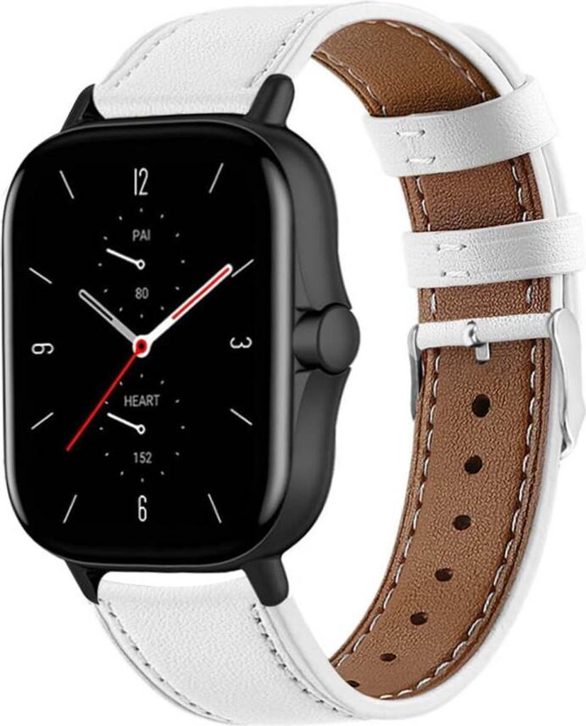 Strap-it Amazfit GTS 2 Armband Leder (Weiß)