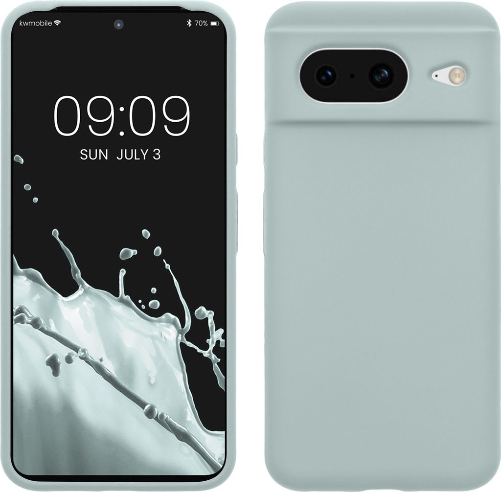 kwmobile Handyhülle für Google Pixel 8 Hülle, für Pixel 8 Case - Hülle Silikon - kabelloses Laden - Cool Mint