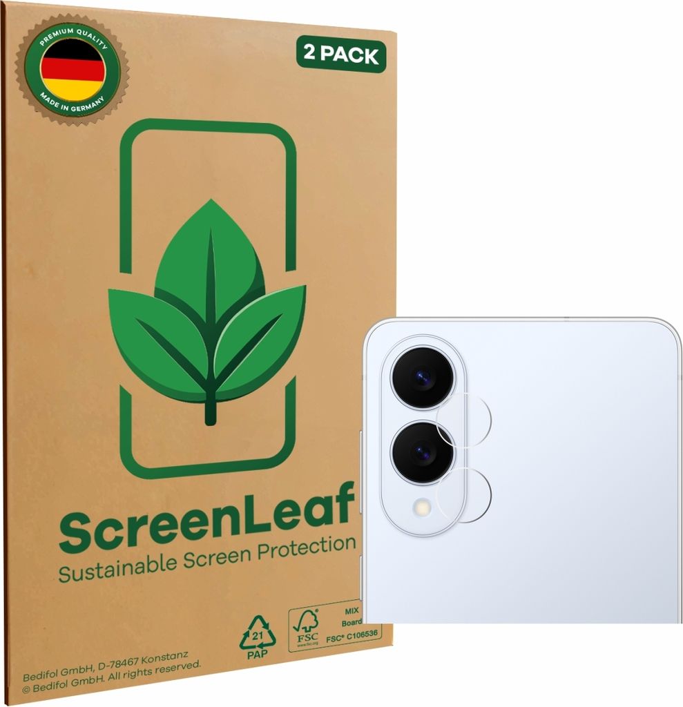 2x ScreenLeaf Schutzfolie für Samsung Galaxy S25 Edge (NUR Kameraschutz) nachhaltiger Displayschutz Display Schutz Folie Klar Transparent