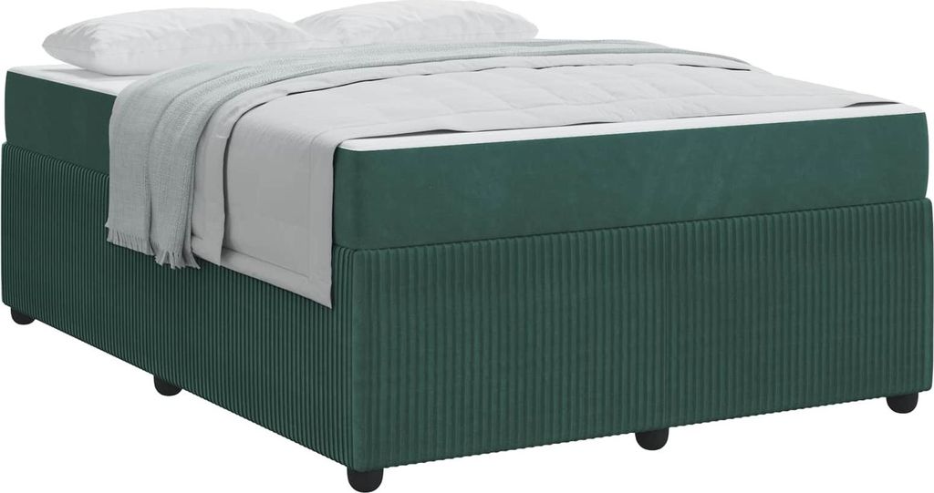 vidaXL Bettrahmen mit Matratze Dunkelgrün 160 x 200 cm Stoff