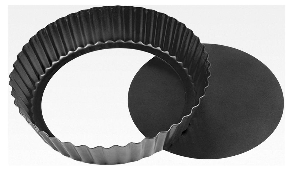 Quicheform 28 cm, hohe Quicheform, Tarteform mit Hebeboden Kohlenstoffstahl, antihaftbeschichtete Quiche Backform