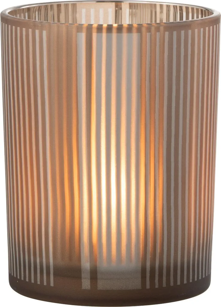Photophore de Table en Verre Dépoli Marron et Blanc Lignes J-Line M