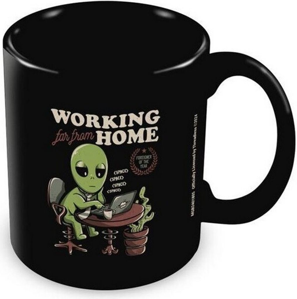 EduEly - Kaffeebecher "Working From Home" PM10256 (Einheitsgröße) (Schwarz)