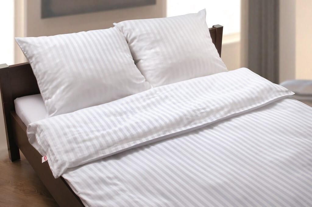 Damast Bettwäsche 220x200 Weiße Streifen alle 2cm