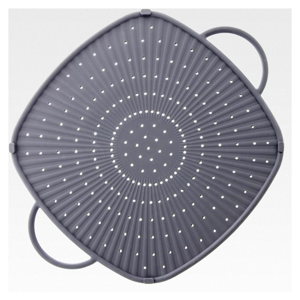 Spritzschutz aus Silikon 31x31 cm eckig Grau - Universelles Spritzsieb für Töpfe und Pfannen - 3-in-1 einsetzbar als Pfannenspritzschutz, Topfunt...