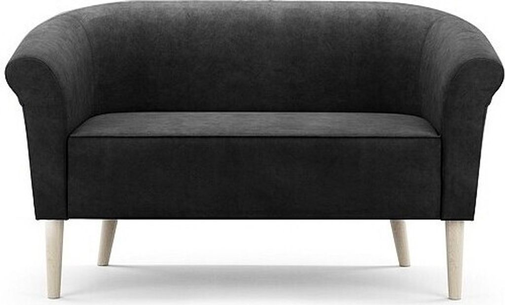 BETTSO Elegante Sofa PERO 2 Zweisitzer Hohe Buchebeine Freistehend Schwarz