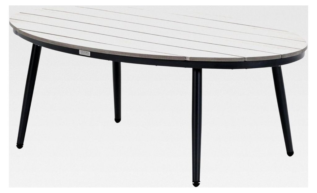 Ovaler Loungetisch Margriet, 120 x 75 x 45 cm, Aluminium, Nonwood, wetterfest, Outdoor, anthrazit, pflegeleichter Balkontisch, Beistelltisch