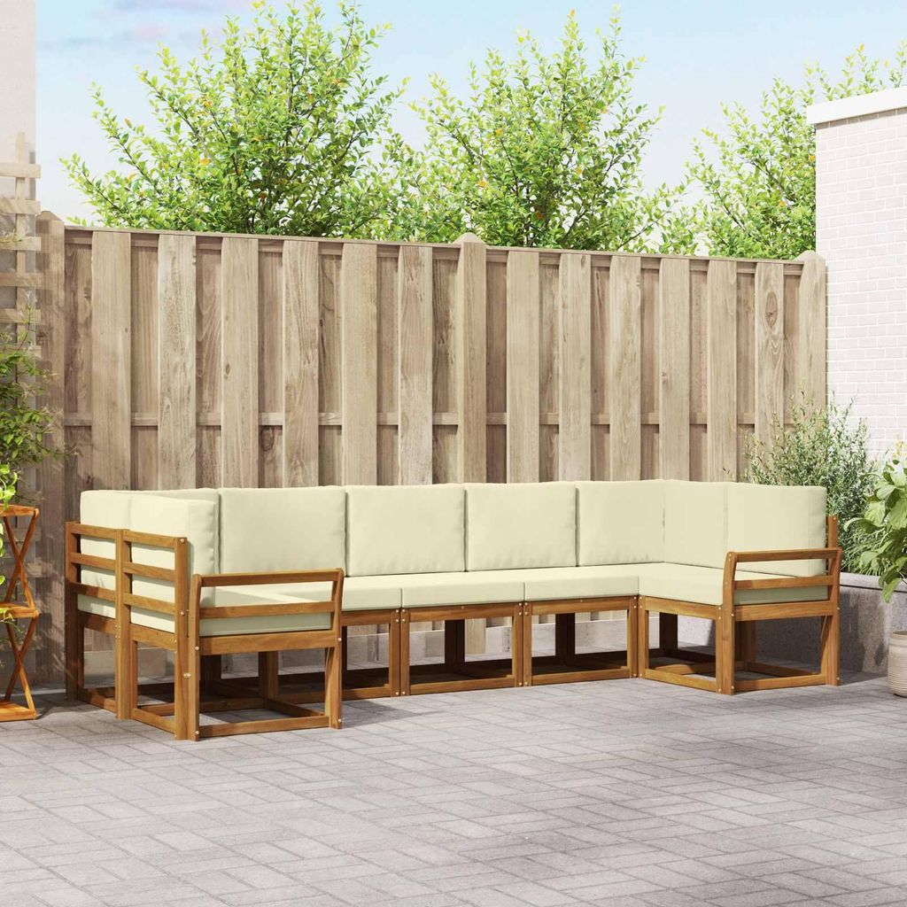 "Neues Produkt" Outdoor-Sofagarnitur ANTI-UV - CLORIS - mit Kissen - 7 pcs - Natur und Creme - Modern Gartensofas V199