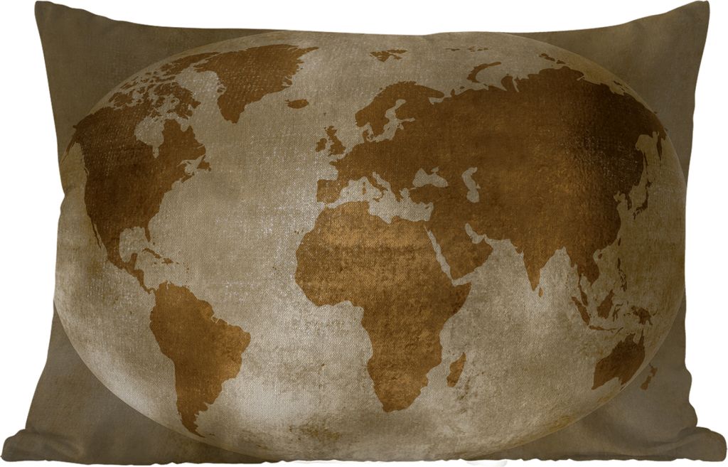 MuchoWow Outdoor Kissen - Weltkarte - Globus - Vintage - 50x30 cm - Wetterfest - Lounge Kissen - Sofa kissen - Wohnzimmer Dekoration