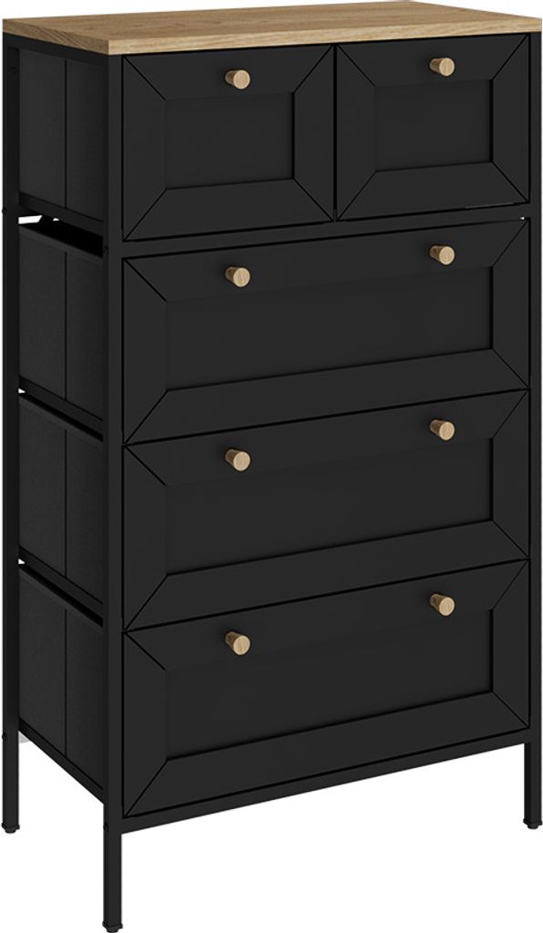 commode Vicco Belaro Noir 56x95cm avec 5 tiroirs, Model Image du produit 