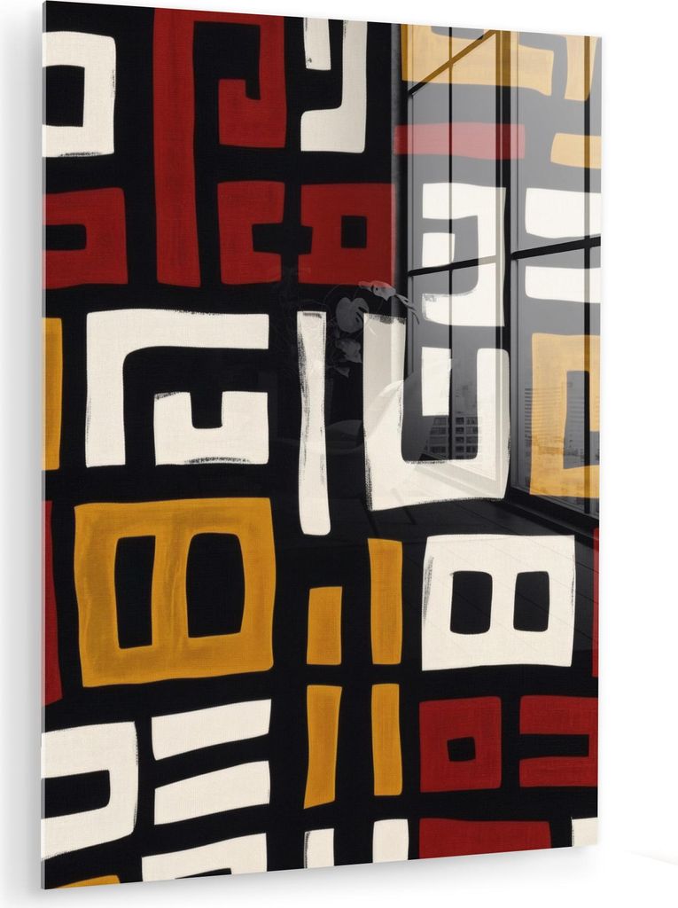 MuchoWow Glasbilder - Bilder auf Wandbild - Foto auf Glas Abstrakt - Muster - Rot 60x80 cm Wanddekoration aus Glas - Acrylglasbild - Acrylbilder - ...