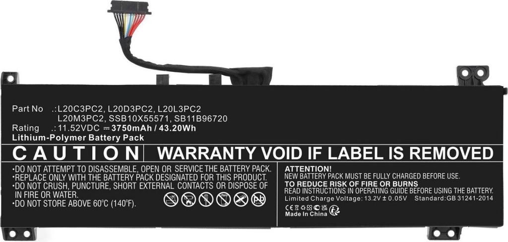 Akku für Lenovo IdeaPad Gaming 3 15ACH6 8 Li-Ion 11,52 Volt 3750 mAh schwarz.