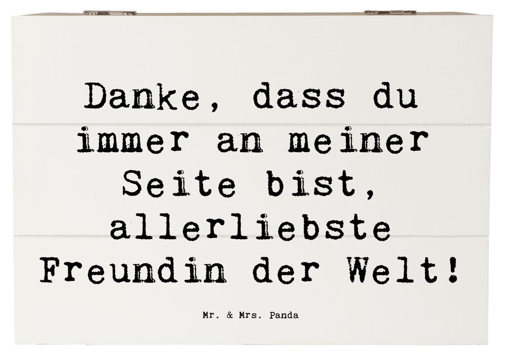 Mr. & Mrs. Panda Box Spruch Beste Freundin 22 x 15 cm - Weiß - Geschenk, Holzkiste mit Deckel, holzschachtel, Aufmerksamkeit, schmuckbox, Zuneigun...