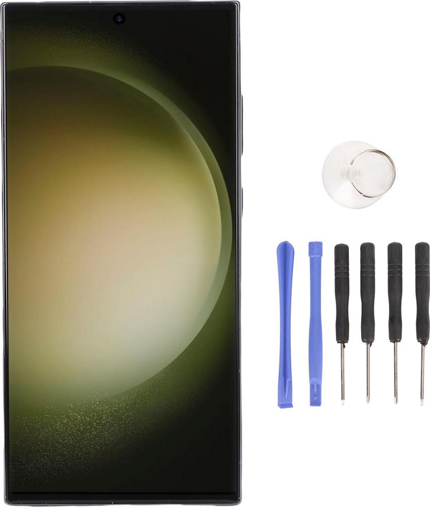 Bildschirmersatz für Galaxy S23 Ultra 5G, LCD-Display, Touch-Digitizer-Baugruppe mit Rahmen und Reparaturwerkzeugen, Schwarz