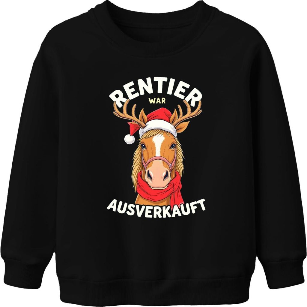 Rentier war t Pferd Weihnachtsmann lustig Geschenk Uni Kinder Sweatshirt Pullover, Schwarz, 116