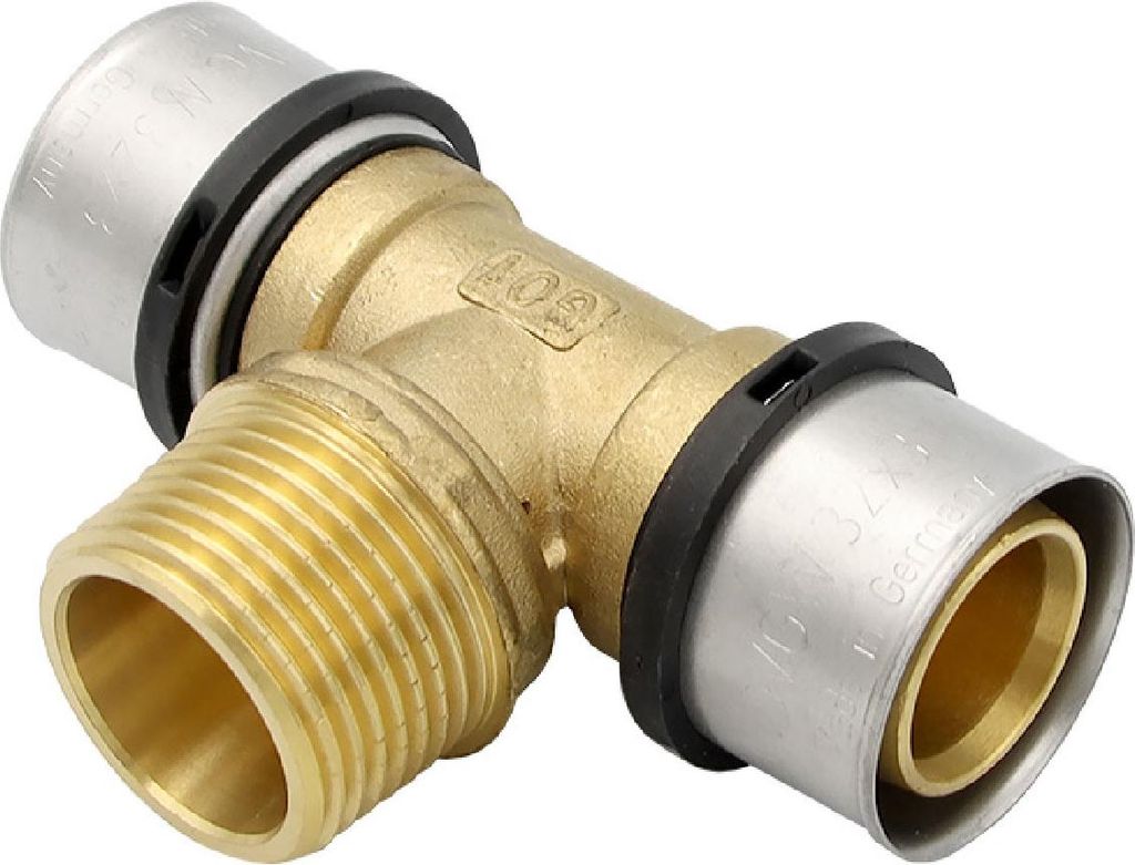 Pressfitting T-Stück 32x3 1 Zoll 32x3 mm AG TH Kontur Verbundrohr