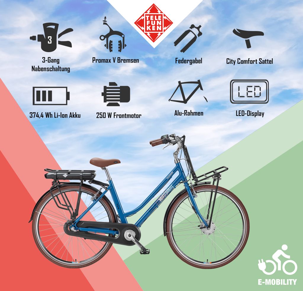 Telefunken E-Bike RT530 mit 3-Gang Shimano Nexus Produktbild 5