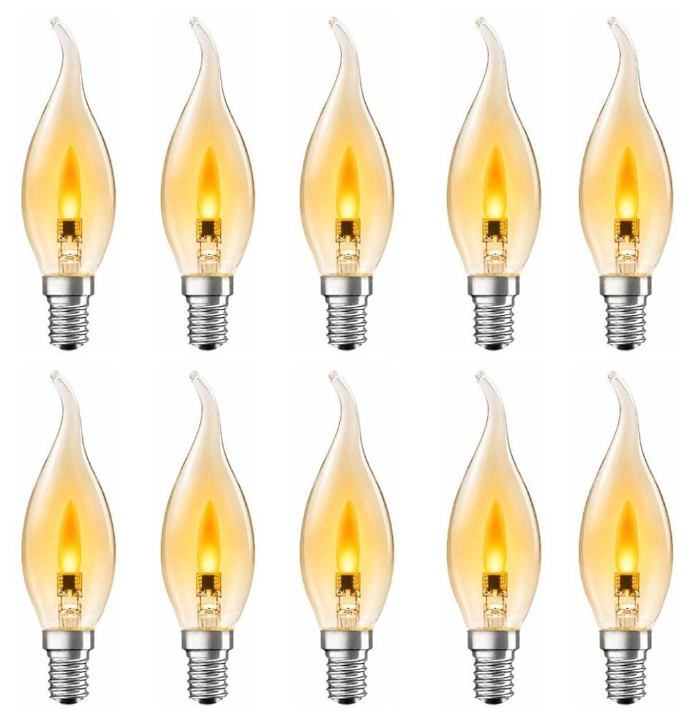 10 x LED Filament Leuchtmittel Windstoßkerze 1W E14 klar Imagen del producto 