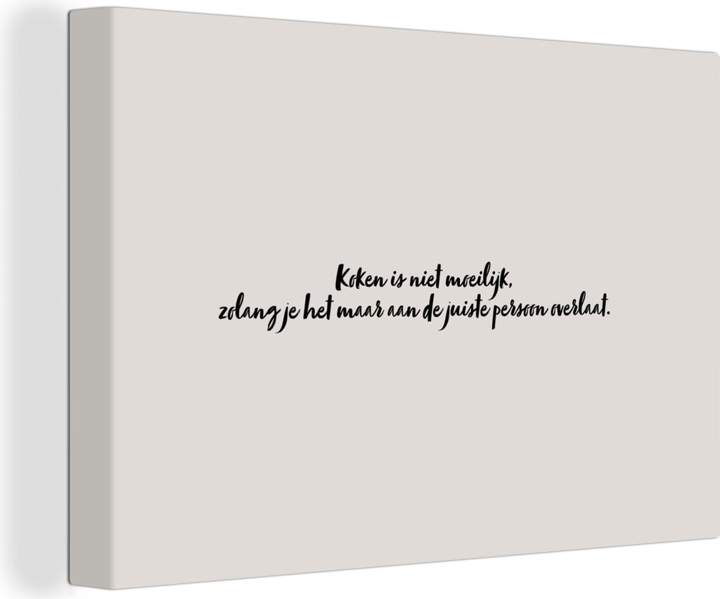 OneMillionCanvasses - Leinwandbilder - 150x100 cm, Zitat - Kochen ist nicht schwer - Taupe, Wandbilder Kunstdruck Wanddekoration - Foto auf Leinw...