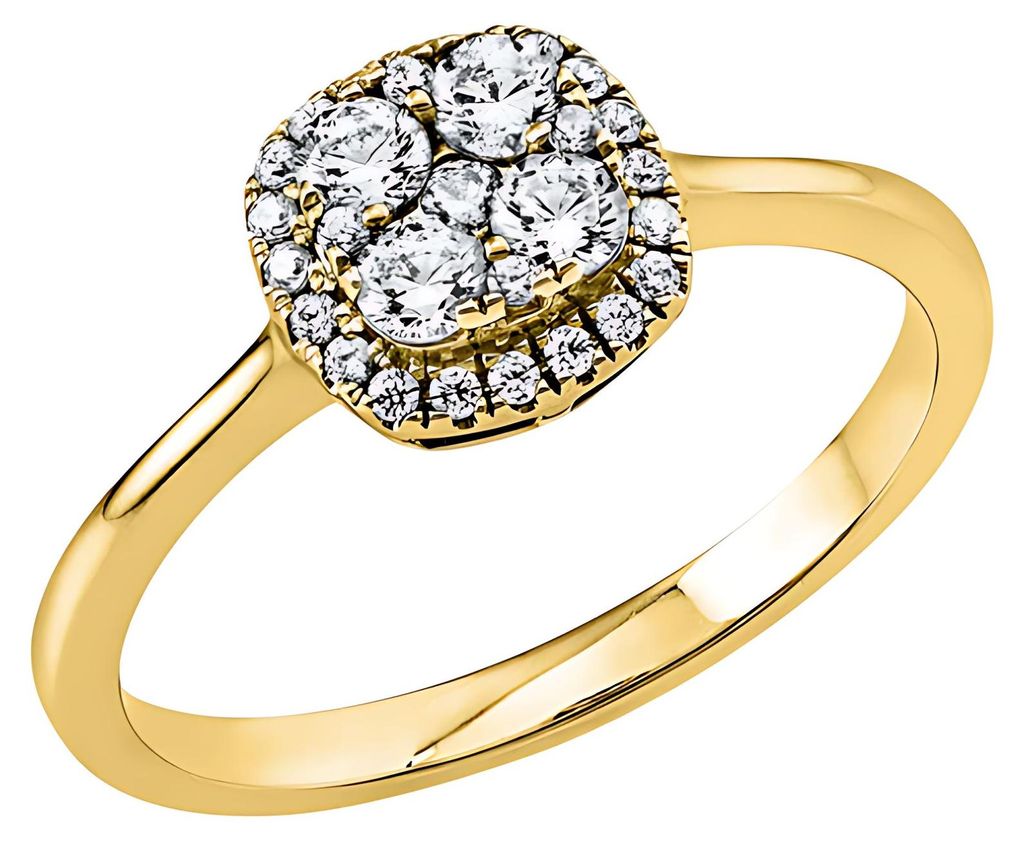 Geldgold 14kt Diamant Ring modell-1C535 Gr.53