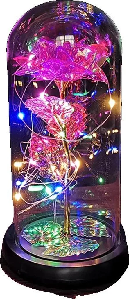Lampada a forma di rosa, luce LED, cupola decorativa in vetro, 08 - 1