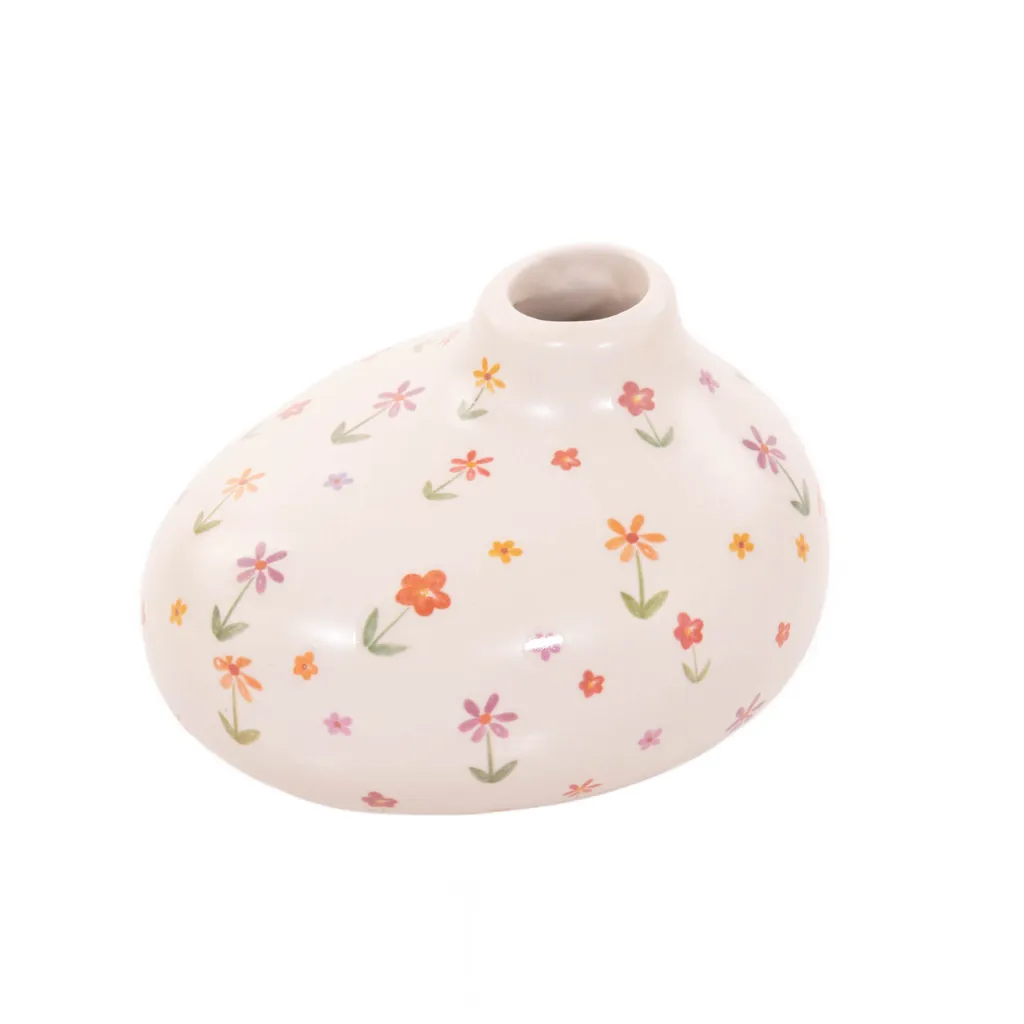 Petit vase à fleurs BLÜMI au design fleuri printanier, hauteur 15cm