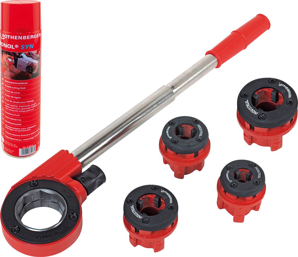 ROTHENBERGER Industrial SuperCut Premium Gewindeschneidkluppensatz inkl. RONOL SYN 600 ml im Koffer - 1000004701