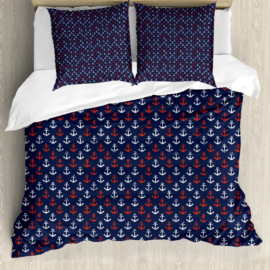 Ensemble de couette design abstrait pour chambre d'adulte Rouge Indigo