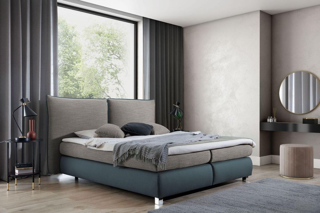 Doppelbett 140x200 DESPINA - Dunkelgrau + GRATIS Matratzenauflage