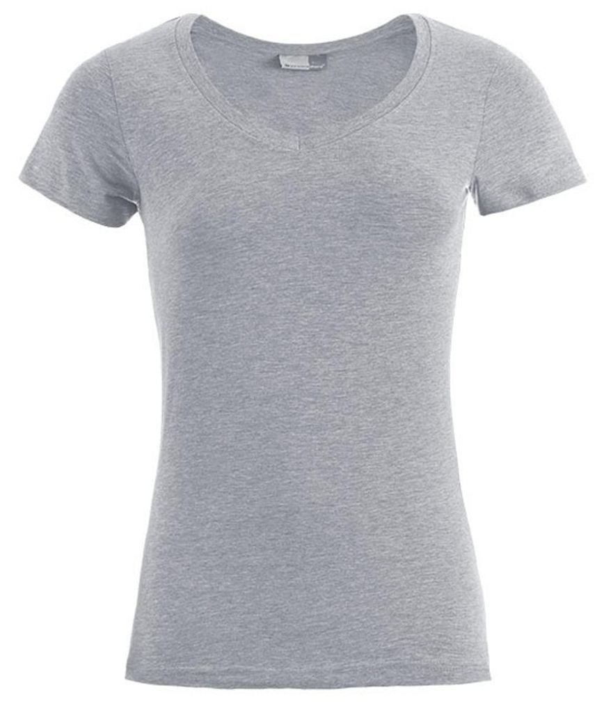 Promodoro - T-Shirt für Damen, V-Ausschnitt, Schmal LT2753 (XL) (Grau meliert)