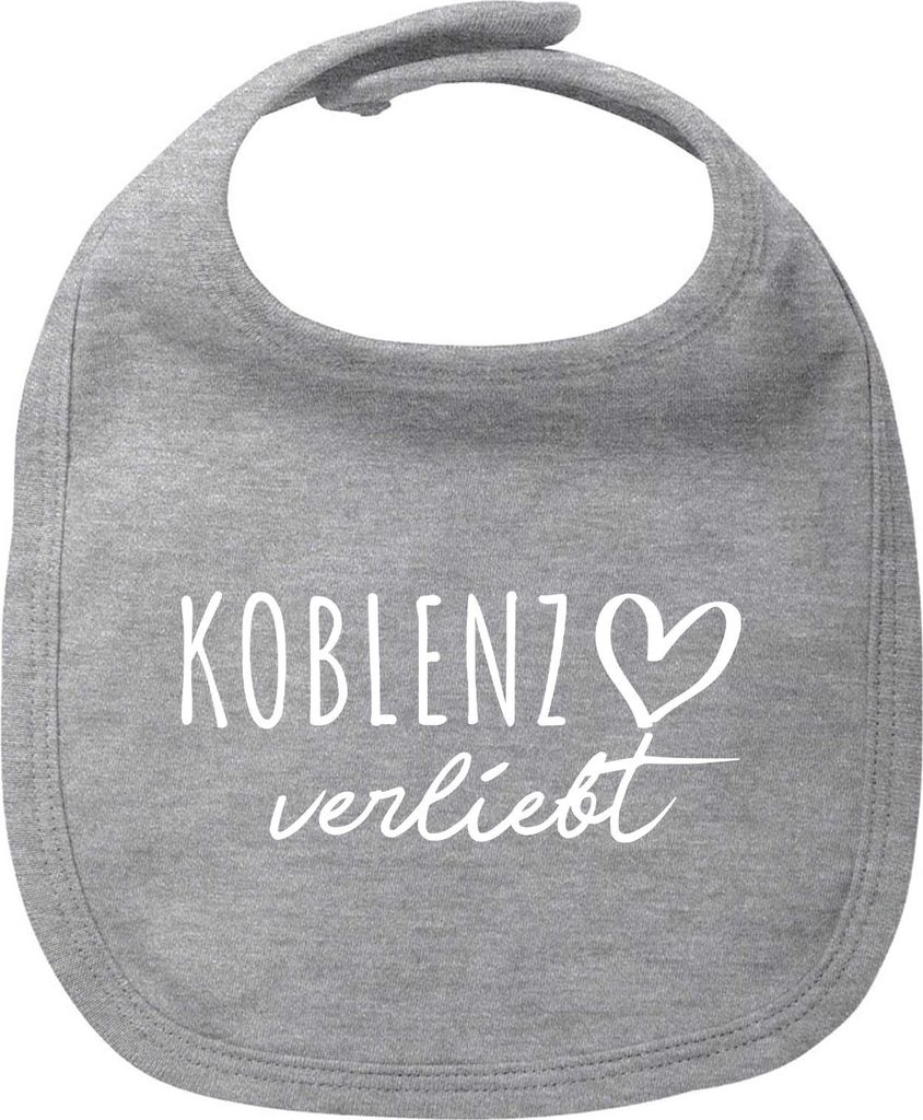 Huuraa Baby Lätzchen Koblenz verliebt Heather Grey Klettverschluss Baumwolle Latz Geschenkidee