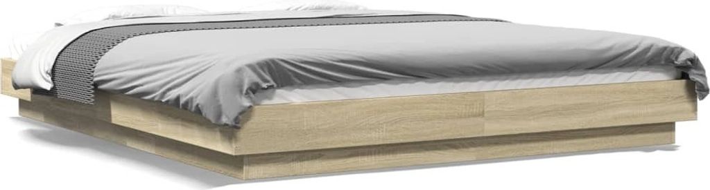 Maison Exclusive - Bettgestell mit LED Sonoma-Eiche 160x200 cm Holzwerkstoff