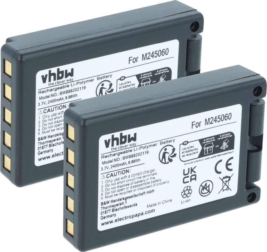 vhbw 2x Akku Ersatz für Teleradio M245060, 22.381.2, Produktbild 