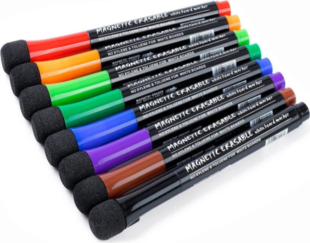 8/12-teiliger Whiteboard-Stift mit magnetischer Adsorption, feine Spitze, Whiteboard-Marker mit trockener Abwischbarkeit für Büro, Schule und Zuh...