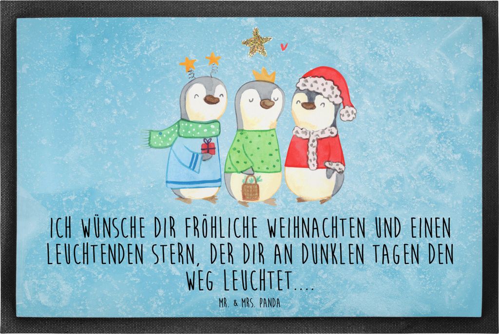 Mr. & Mrs. Panda Schuhabstreifer Winterzeit Heilige drei Könige 60 x 90 cm - Eisblau - Geschenk, Weihnachtsmann, Bodenvorleger, Heiligabend, Weihn...
