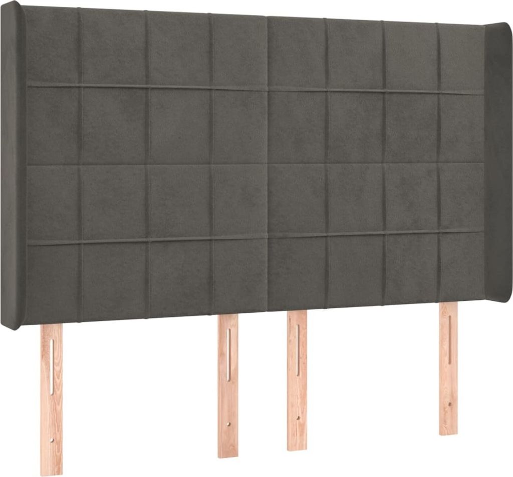 Möbel Kopfteil mit Ohren Dunkelgrau 147x16x118/128 cm Samt - Kopfteile CLORIS8686889