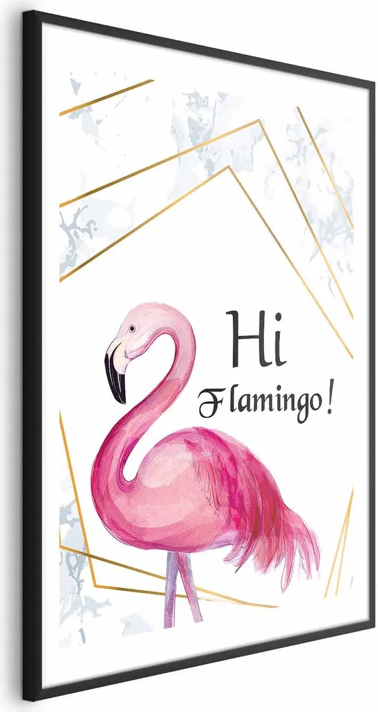 Poster Hi Flamingo 40x60 cm con Cornice Nera e Passepartout Bianco