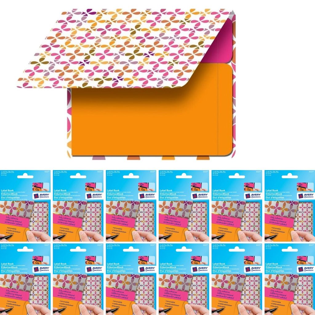 12x Etiketten-Block mit 80x Haftnotizen Orange/Pink