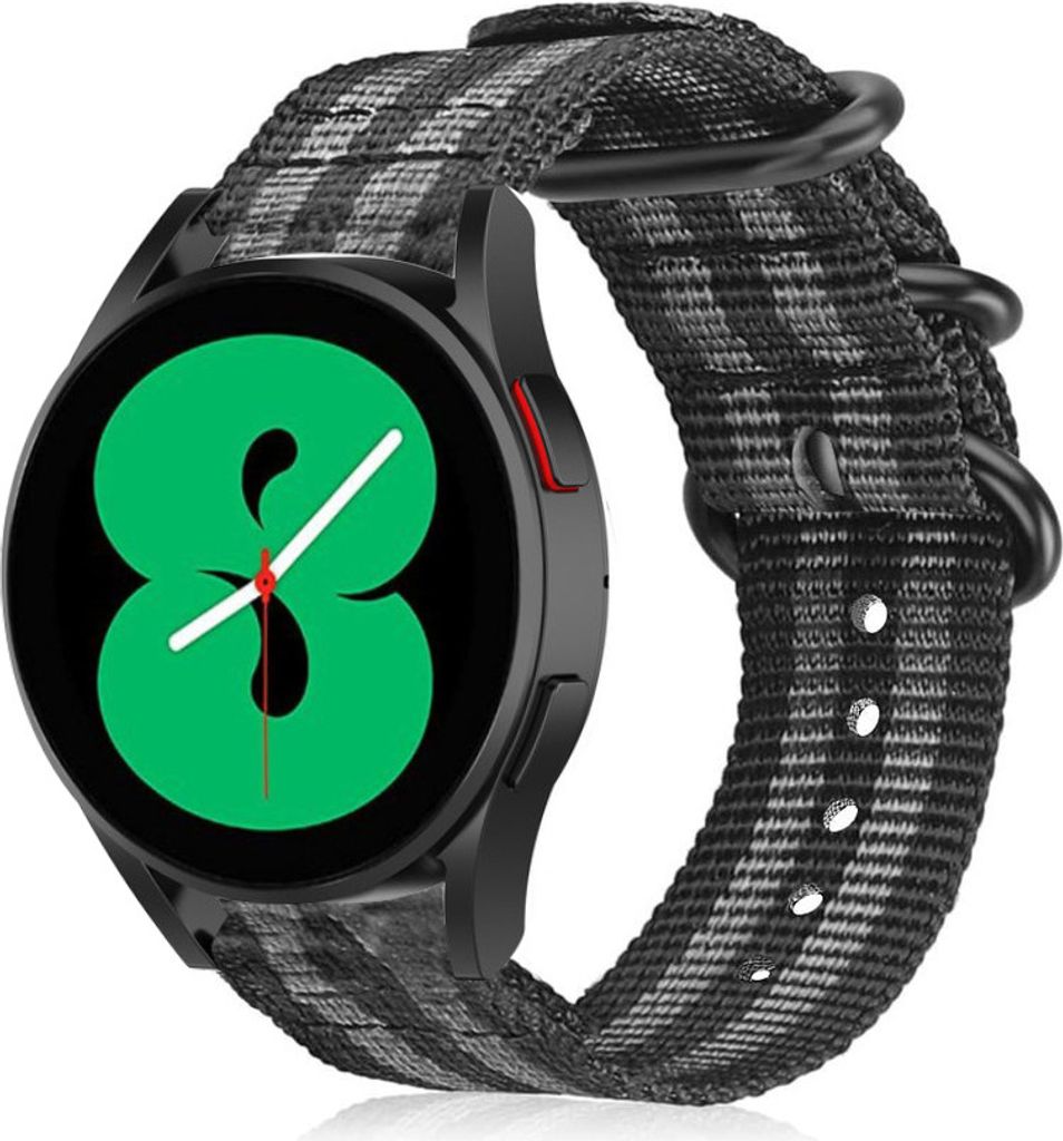 Strap-it Samsung Galaxy Watch 4 - 40mm Nylon-Schnallenarmband (Schwarz/Grau)