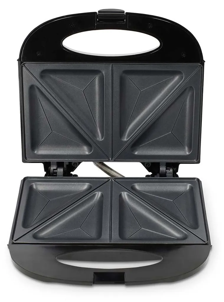 Sandwich maker 750W antiadhésif noir avec thermostat automatique 2 parts