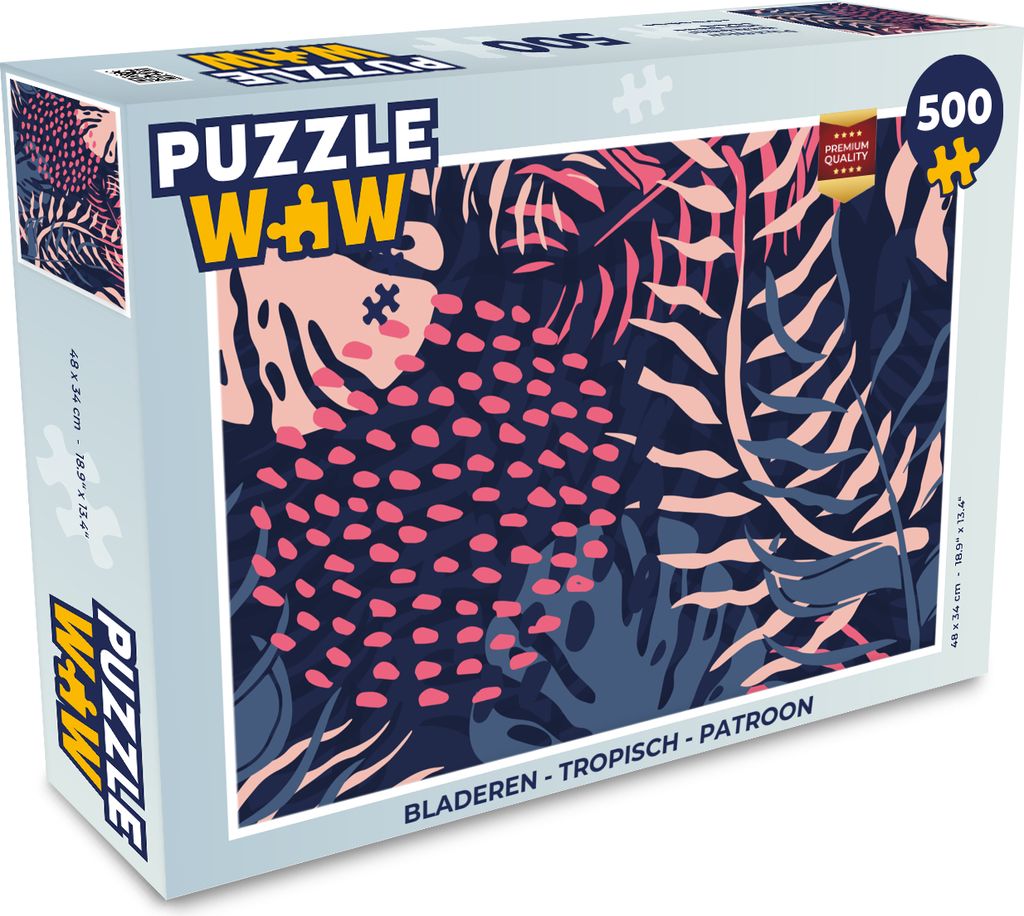 MuchoWow Puzzle 500 Teile Blätter - Tropisch - Muster - Mädchen - Kinder - Rosa - Mädchen - 500 Teile - Kinder - Selberbauen - Puzzlespiele